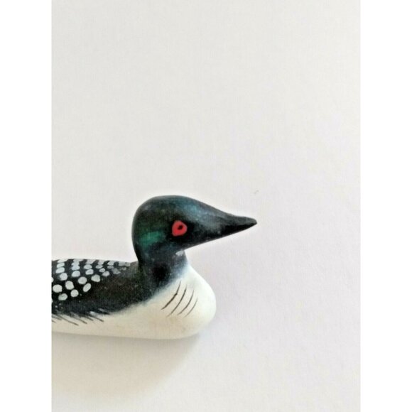 Hand Carved Bird Pin/Brooch (Canada Loon) Artist Russ Clark Ontario 2000 - Picture 2 of 8